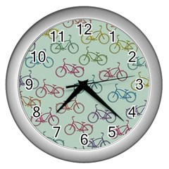 Bicycle Bikes Pattern Ride Wheel Cycle Icon Wall Clock (silver)