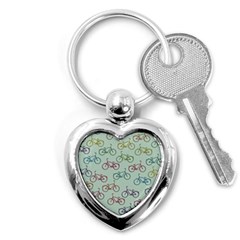 Bicycle Bikes Pattern Ride Wheel Cycle Icon Key Chain (heart) by Jancukart