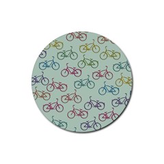 Bicycle Bikes Pattern Ride Wheel Cycle Icon Rubber Round Coaster (4 Pack) by Jancukart