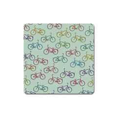 Bicycle Bikes Pattern Ride Wheel Cycle Icon Square Magnet by Jancukart