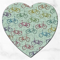 Bicycle Bikes Pattern Ride Wheel Cycle Icon Jigsaw Puzzle (heart) by Jancukart