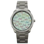 Bicycle Bikes Pattern Ride Wheel Cycle Icon Sport Metal Watch Front