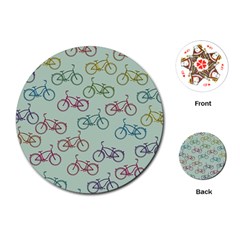 Bicycle Bikes Pattern Ride Wheel Cycle Icon Playing Cards Single Design (round) by Jancukart