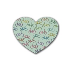 Bicycle Bikes Pattern Ride Wheel Cycle Icon Rubber Heart Coaster (4 Pack)