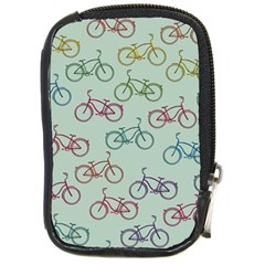 Bicycle Bikes Pattern Ride Wheel Cycle Icon Compact Camera Leather Case