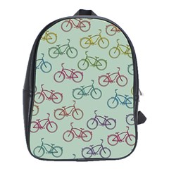 Bicycle Bikes Pattern Ride Wheel Cycle Icon School Bag (large) by Jancukart