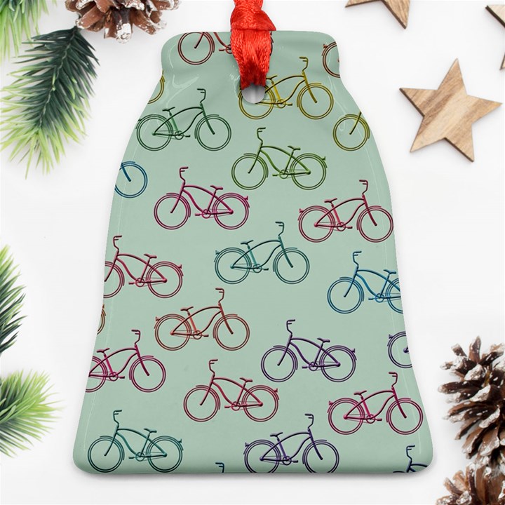 Bicycle Bikes Pattern Ride Wheel Cycle Icon Bell Ornament (Two Sides)