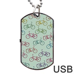 Bicycle Bikes Pattern Ride Wheel Cycle Icon Dog Tag Usb Flash (one Side)