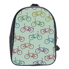 Bicycle Bikes Pattern Ride Wheel Cycle Icon School Bag (xl)