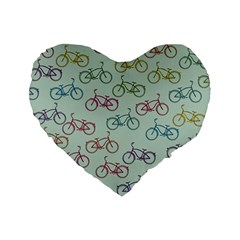 Bicycle Bikes Pattern Ride Wheel Cycle Icon Standard 16  Premium Heart Shape Cushions