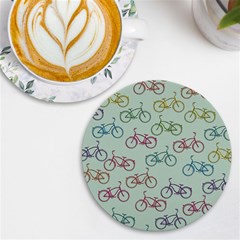 Bicycle Bikes Pattern Ride Wheel Cycle Icon Uv Print Round Tile Coaster by Jancukart