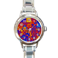 Geometric Pattern Colorful Fluorescent Background Round Italian Charm Watch