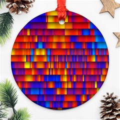 Geometric Pattern Colorful Fluorescent Background Ornament (round)