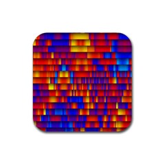 Geometric Pattern Colorful Fluorescent Background Rubber Coaster (square) by Jancukart