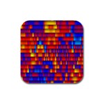 Geometric Pattern Colorful Fluorescent Background Rubber Square Coaster (4 pack) Front