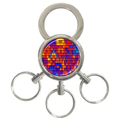 Geometric Pattern Colorful Fluorescent Background 3-ring Key Chain