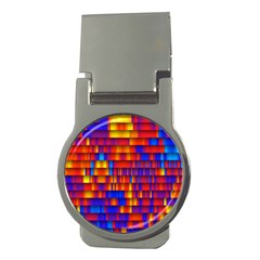 Geometric Pattern Colorful Fluorescent Background Money Clips (round) 