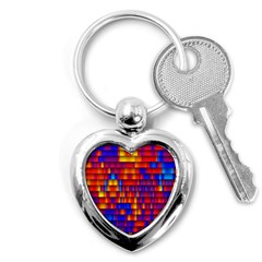 Geometric Pattern Colorful Fluorescent Background Key Chain (heart) by Jancukart