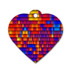 Geometric Pattern Colorful Fluorescent Background Dog Tag Heart (one Side) by Jancukart