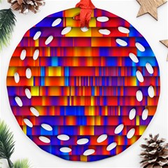 Geometric Pattern Colorful Fluorescent Background Round Filigree Ornament (two Sides)