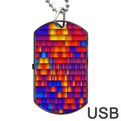 Geometric Pattern Colorful Fluorescent Background Dog Tag Usb Flash (one Side)