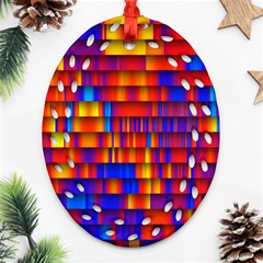 Geometric Pattern Colorful Fluorescent Background Ornament (oval Filigree) by Jancukart