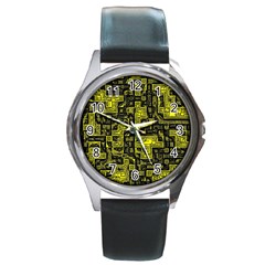 Background Graphic Beautiful Wallpaper Yellow Round Metal Watch