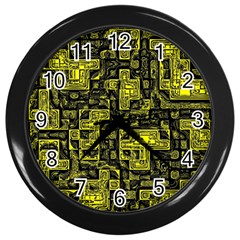 Background Graphic Beautiful Wallpaper Yellow Wall Clock (black)