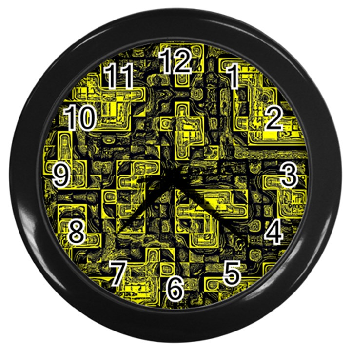 Background Graphic Beautiful Wallpaper Yellow Wall Clock (Black)