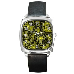 Background Graphic Beautiful Wallpaper Yellow Square Metal Watch