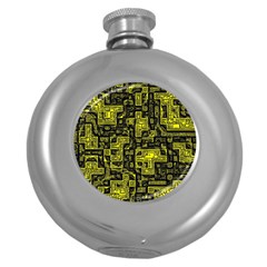 Background Graphic Beautiful Wallpaper Yellow Round Hip Flask (5 Oz)