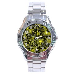 Background Graphic Beautiful Wallpaper Yellow Stainless Steel Analogue Watch