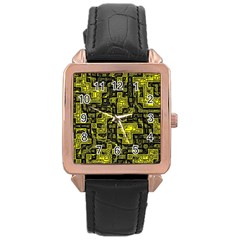 Background Graphic Beautiful Wallpaper Yellow Rose Gold Leather Watch 