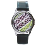 Field Agriculture Farm Stripes Diagonal Pattern Round Metal Watch Front