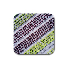 Field Agriculture Farm Stripes Diagonal Pattern Rubber Square Coaster (4 Pack)