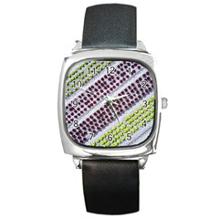 Field Agriculture Farm Stripes Diagonal Pattern Square Metal Watch by Jancukart