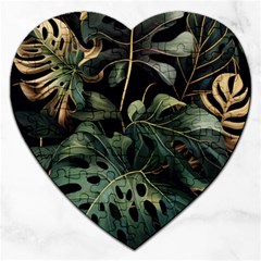 Tropical Leaves Leaf Foliage Monstera Nature Home Jigsaw Puzzle (heart) by Jancukart