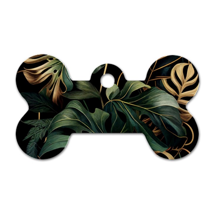 Tropical Leaves Leaf Foliage Monstera Nature Home Dog Tag Bone (Two Sides)