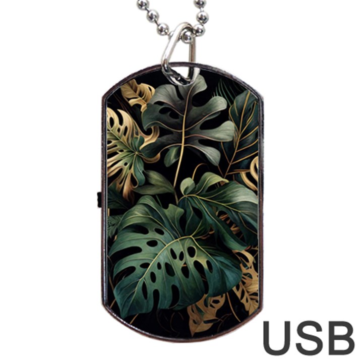 Tropical Leaves Leaf Foliage Monstera Nature Home Dog Tag USB Flash (One Side)