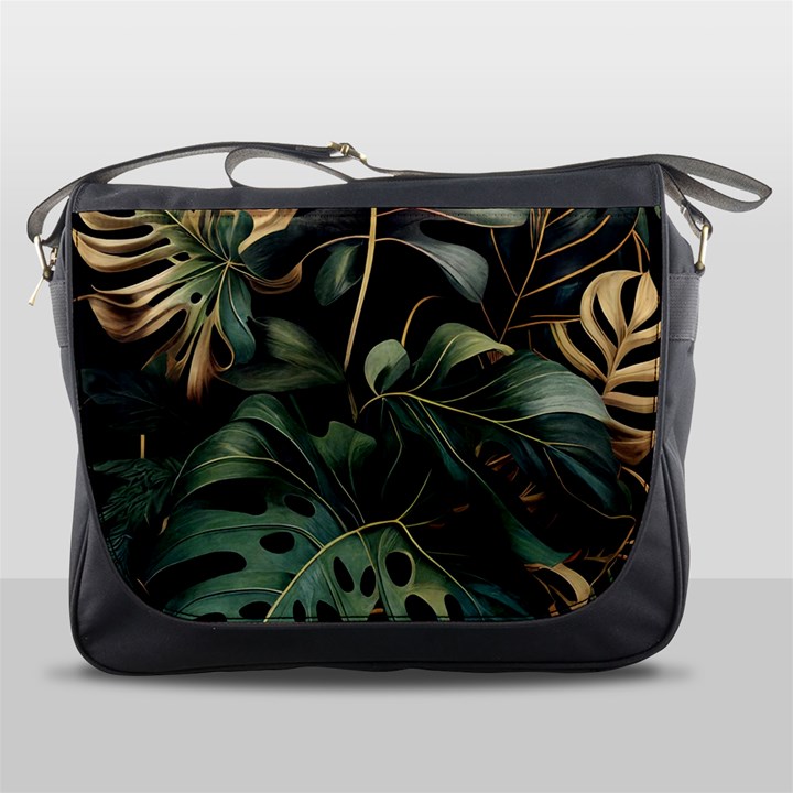 Tropical Leaves Leaf Foliage Monstera Nature Home Messenger Bag