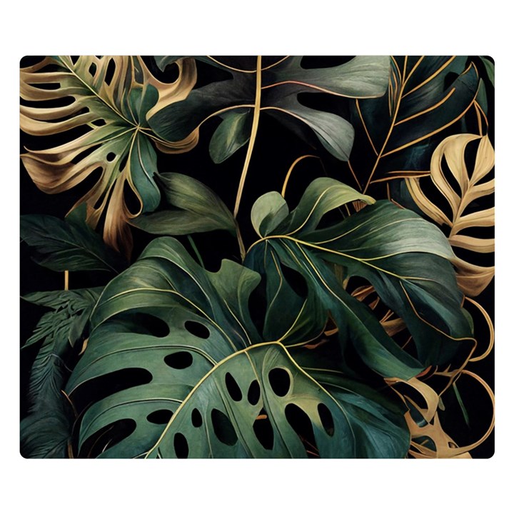 Tropical Leaves Leaf Foliage Monstera Nature Home Premium Plush Fleece Blanket (Small)