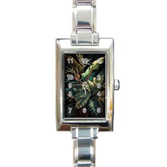 Tropical Leaf Leaves Foliage Monstera Nature Rectangle Italian Charm Watch