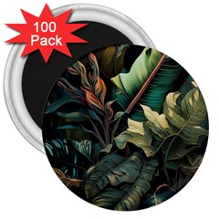 Tropical Leaf Leaves Foliage Monstera Nature 3  Magnets (100 Pack)