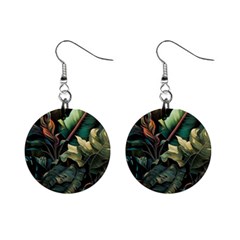 Tropical Leaf Leaves Foliage Monstera Nature Mini Button Earrings