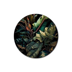 Tropical Leaf Leaves Foliage Monstera Nature Rubber Coaster (round)