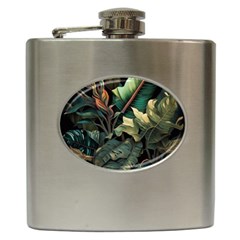 Tropical Leaf Leaves Foliage Monstera Nature Hip Flask (6 Oz) by Jancukart