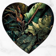 Tropical Leaf Leaves Foliage Monstera Nature Jigsaw Puzzle (heart) by Jancukart