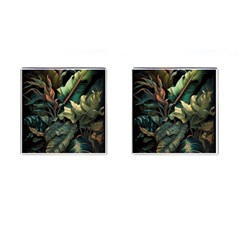 Tropical Leaf Leaves Foliage Monstera Nature Cufflinks (square)