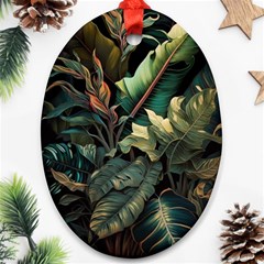 Tropical Leaf Leaves Foliage Monstera Nature Oval Ornament (two Sides) by Jancukart