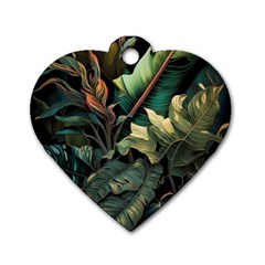 Tropical Leaf Leaves Foliage Monstera Nature Dog Tag Heart (one Side) by Jancukart